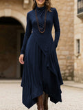 Long-sleeved crossover high-neck dress_CWDMD01860