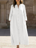 Solid Color Cotton Linen Button Maxi Dress_CWDMD01870