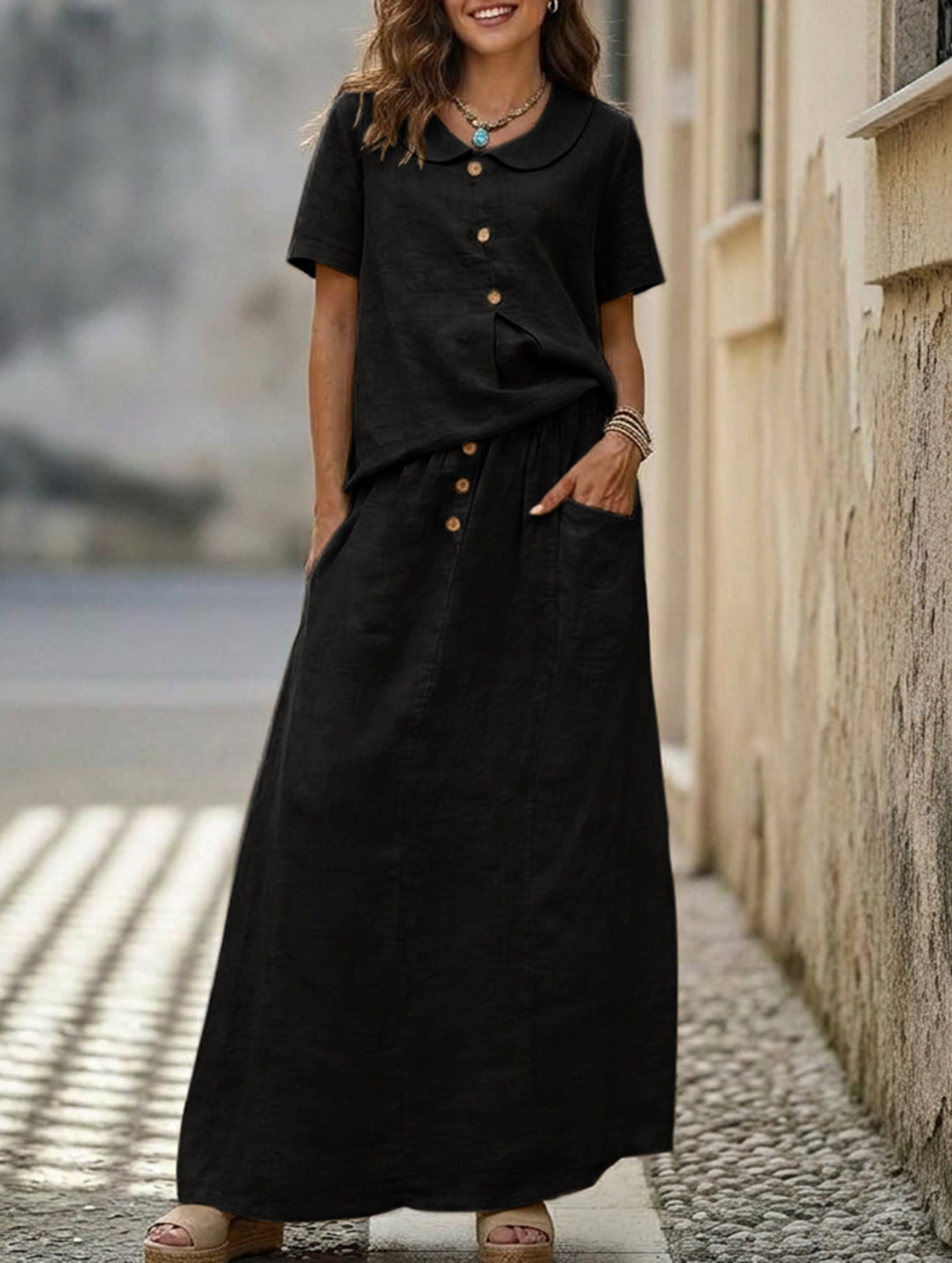 Casual solid color loose dress for women