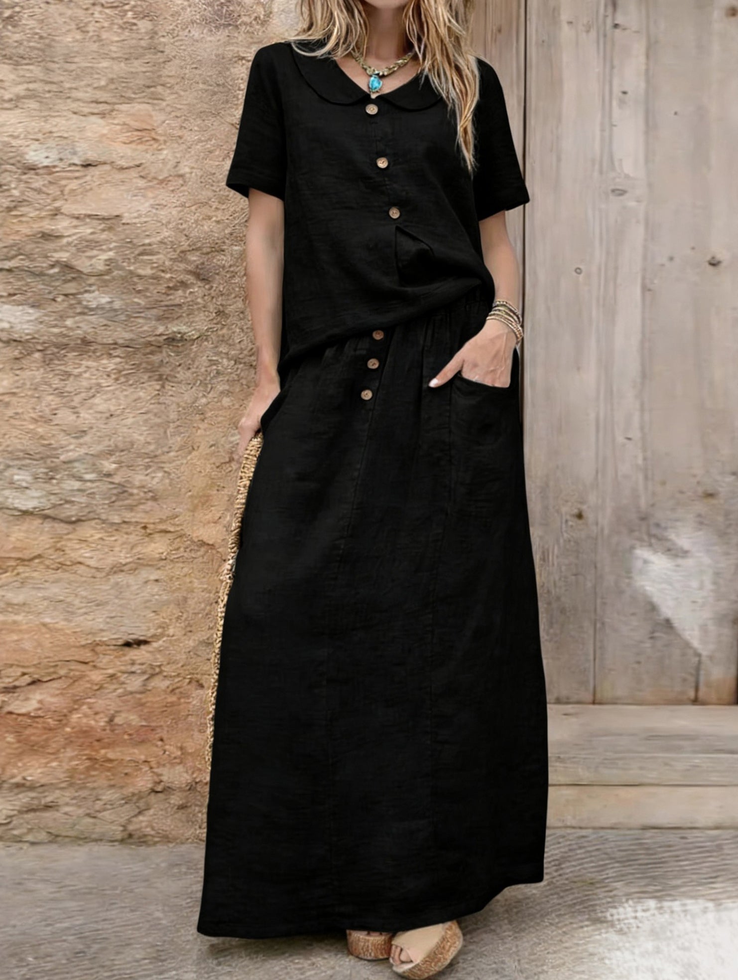 Casual solid color loose dress for women