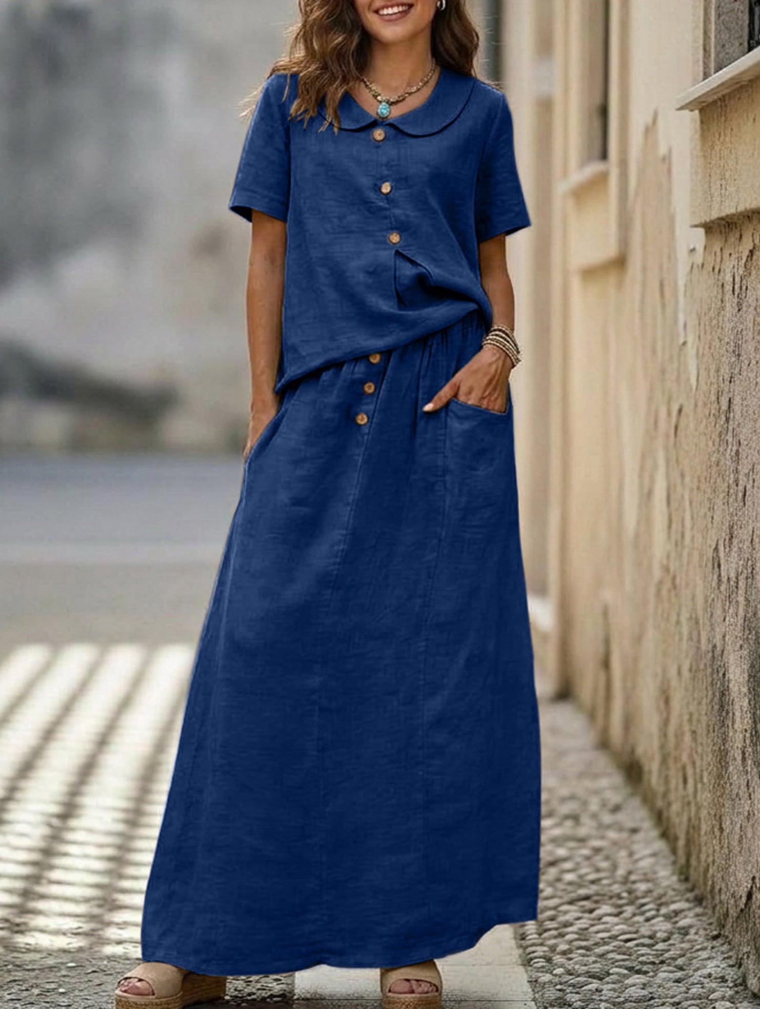 Casual solid color loose dress for women