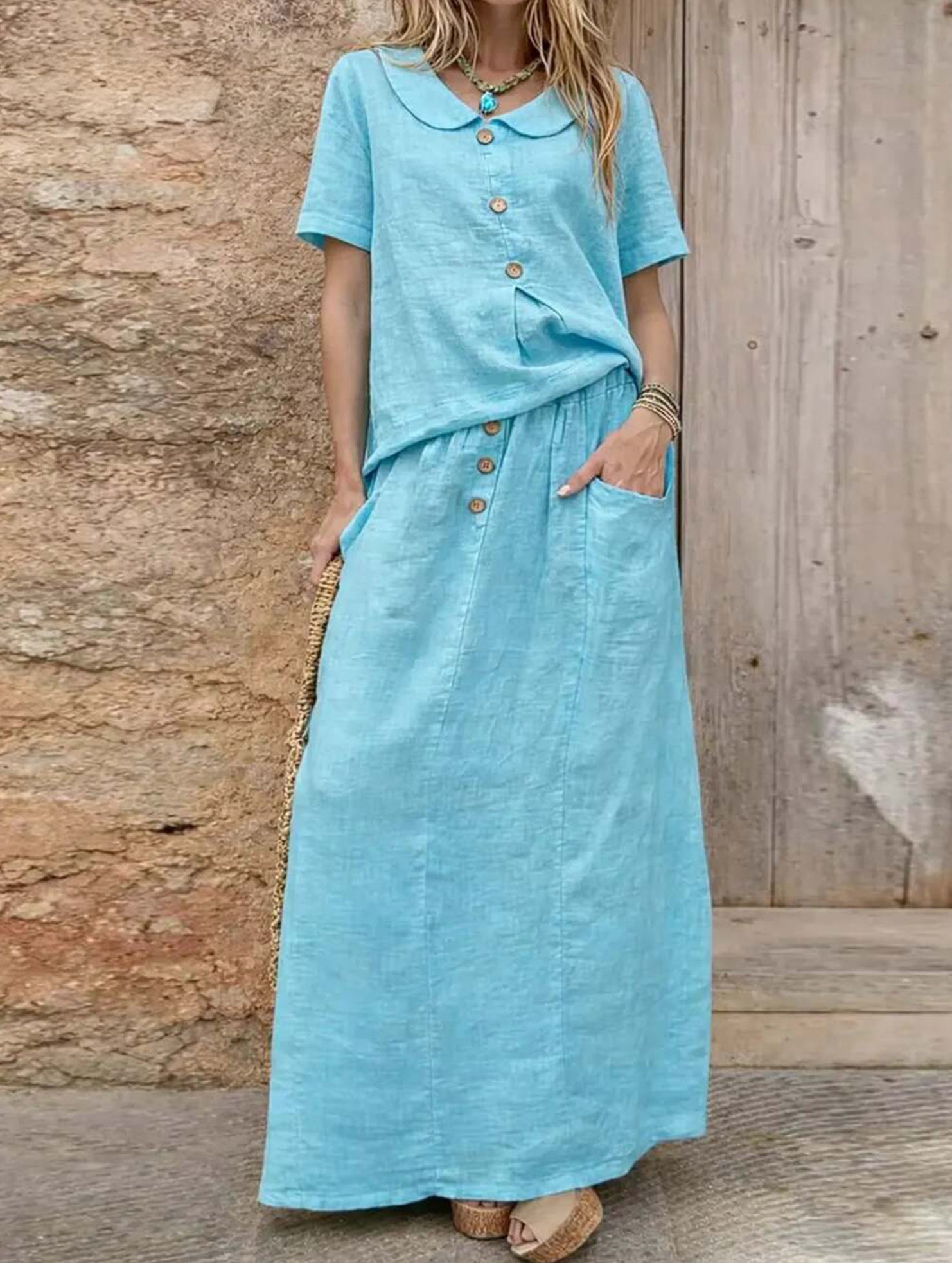 Casual solid color loose dress for women