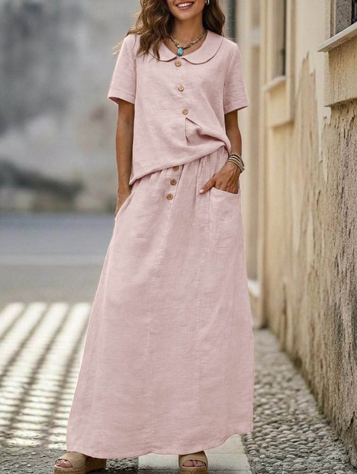 Casual solid color loose dress for women
