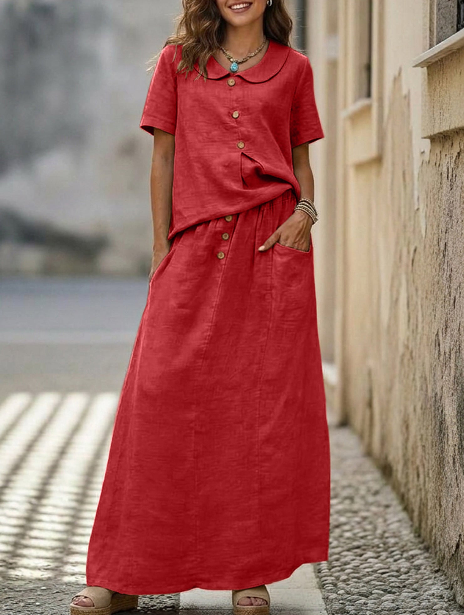 Casual solid color loose dress for women