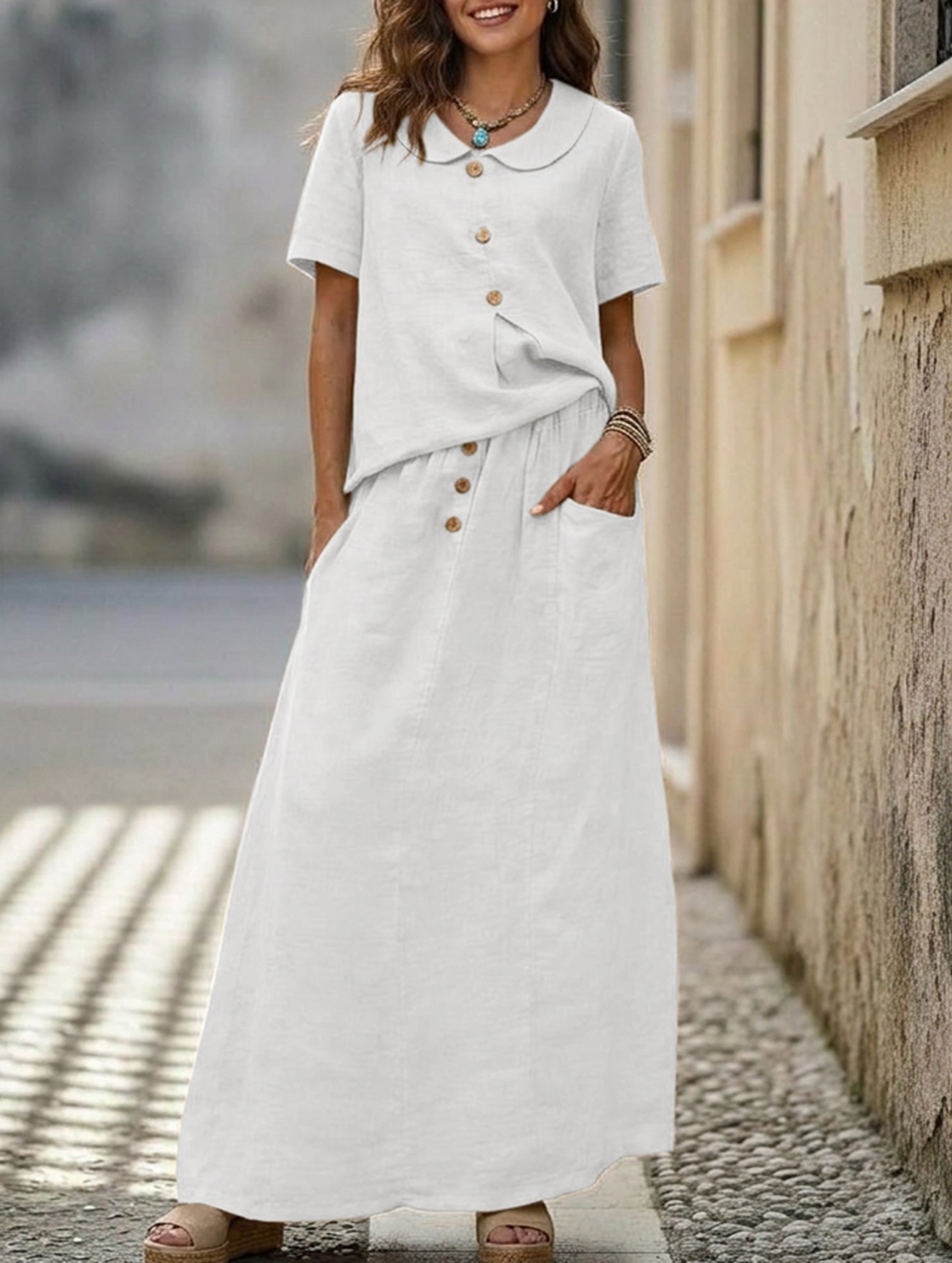 Casual solid color loose dress for women