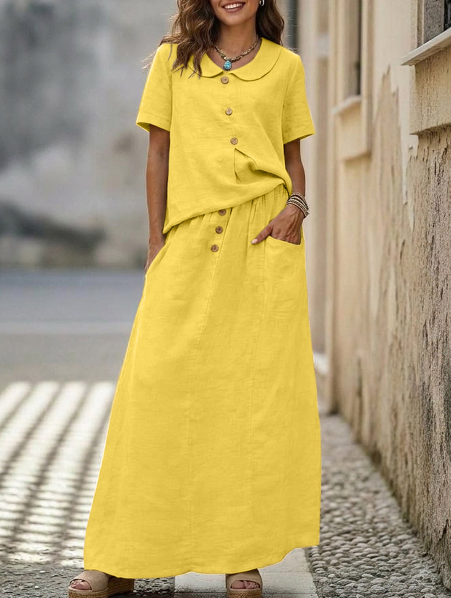 Casual solid color loose dress for women