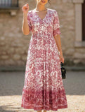 Plus-size super fairy V-neck versatile floral dress