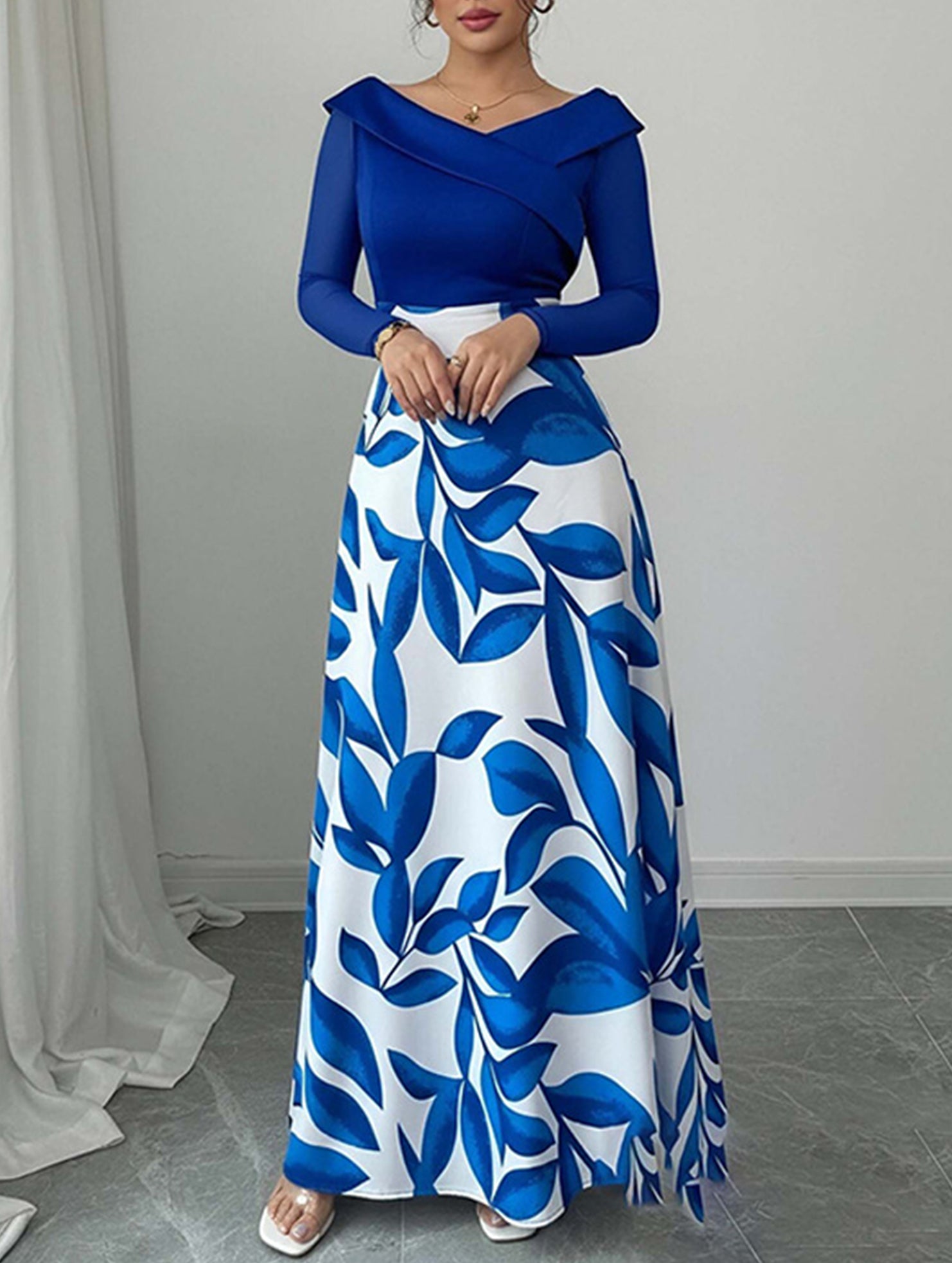 Vintage Loose Fit Printed Maxi Dress_CWDMD02067