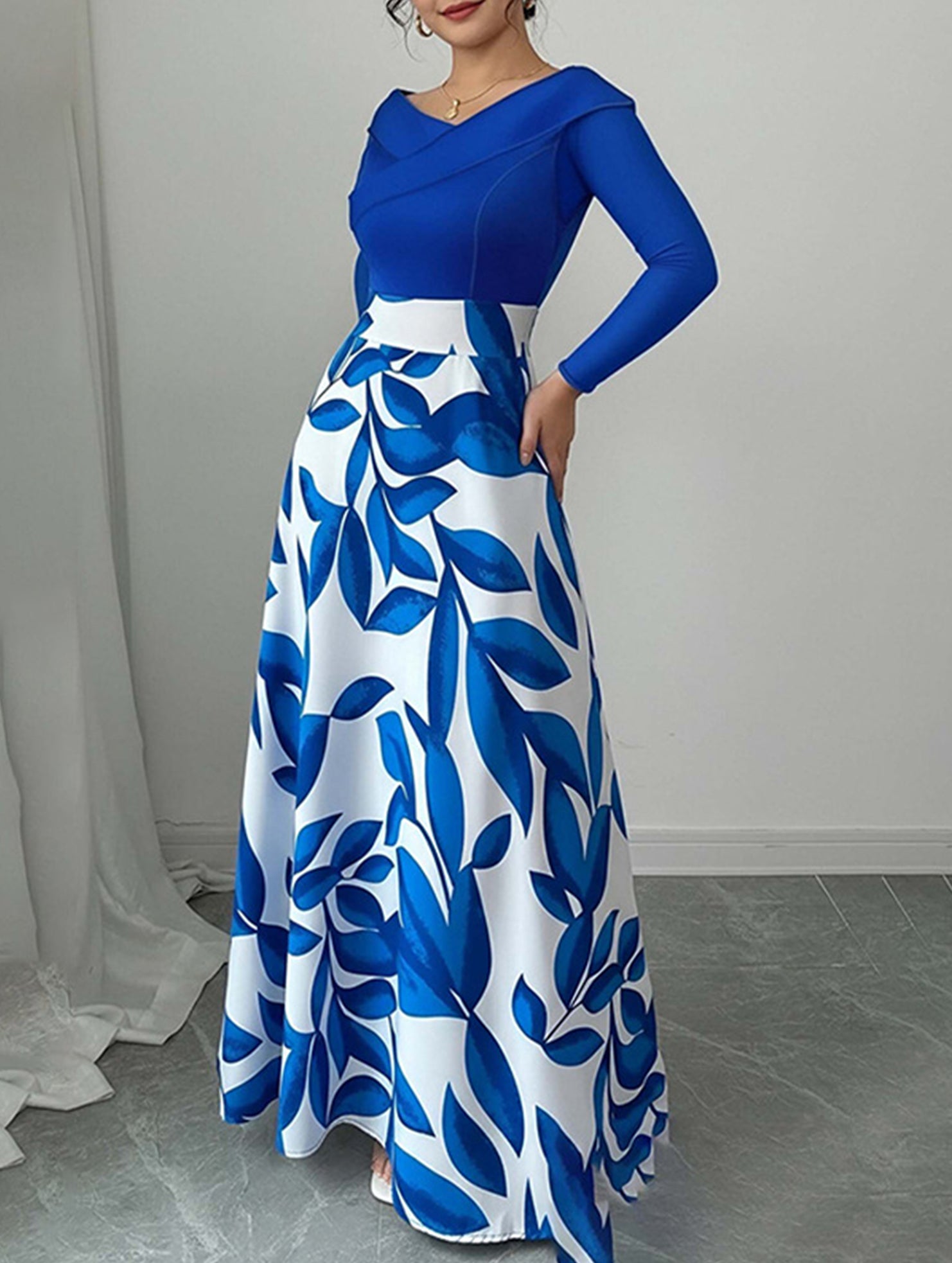 Vintage Loose Fit Printed Maxi Dress_CWDMD02067