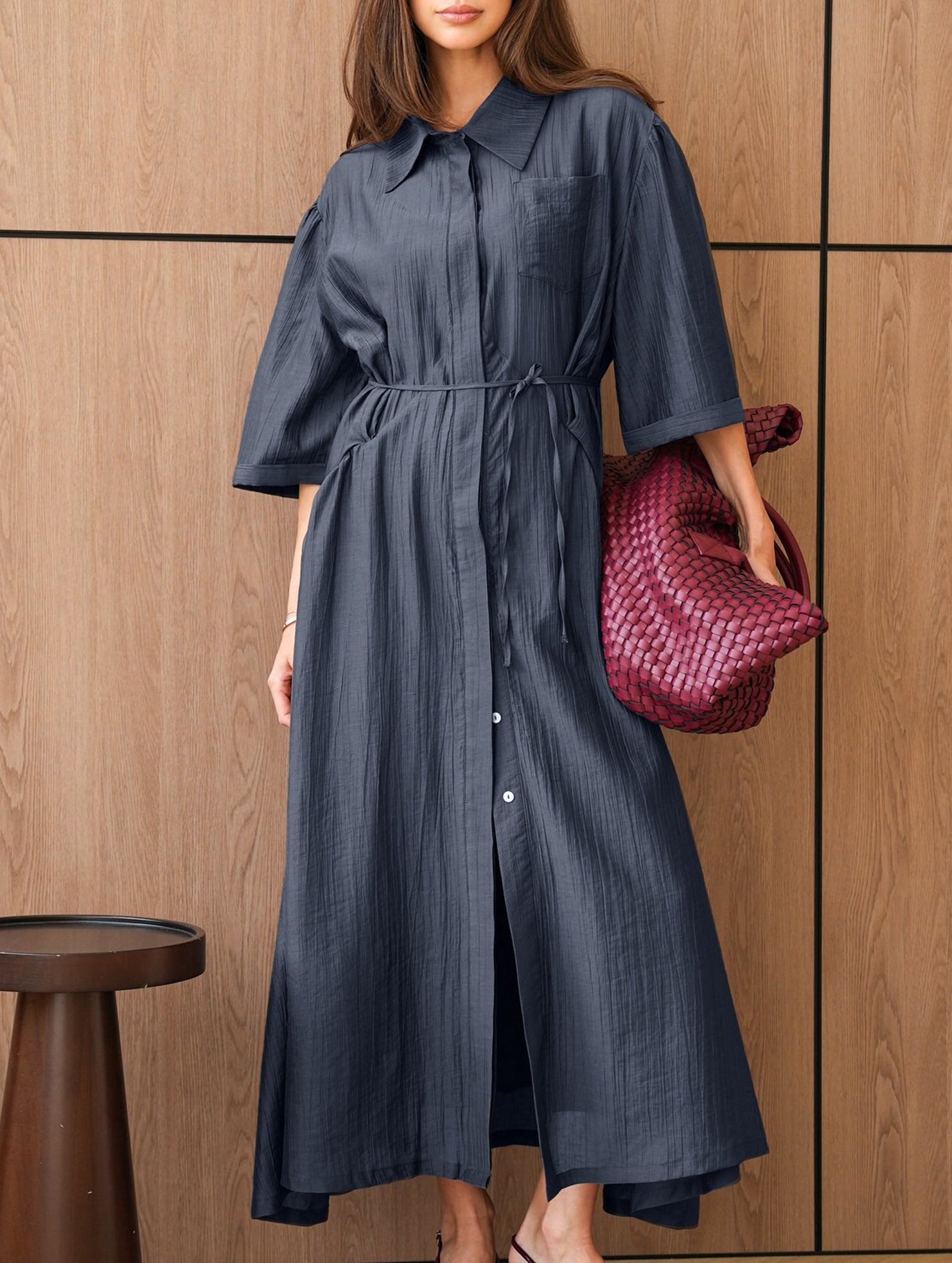 Stylish, sexy, versatile lapel dress for commuting_CWDMD02101
