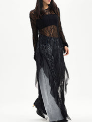 Fashionable lace see-through long dress for women_CWDMD02102