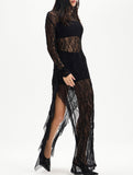 Fashionable lace see-through long dress for women_CWDMD02102