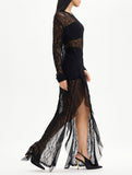 Fashionable lace see-through long dress for women_CWDMD02102