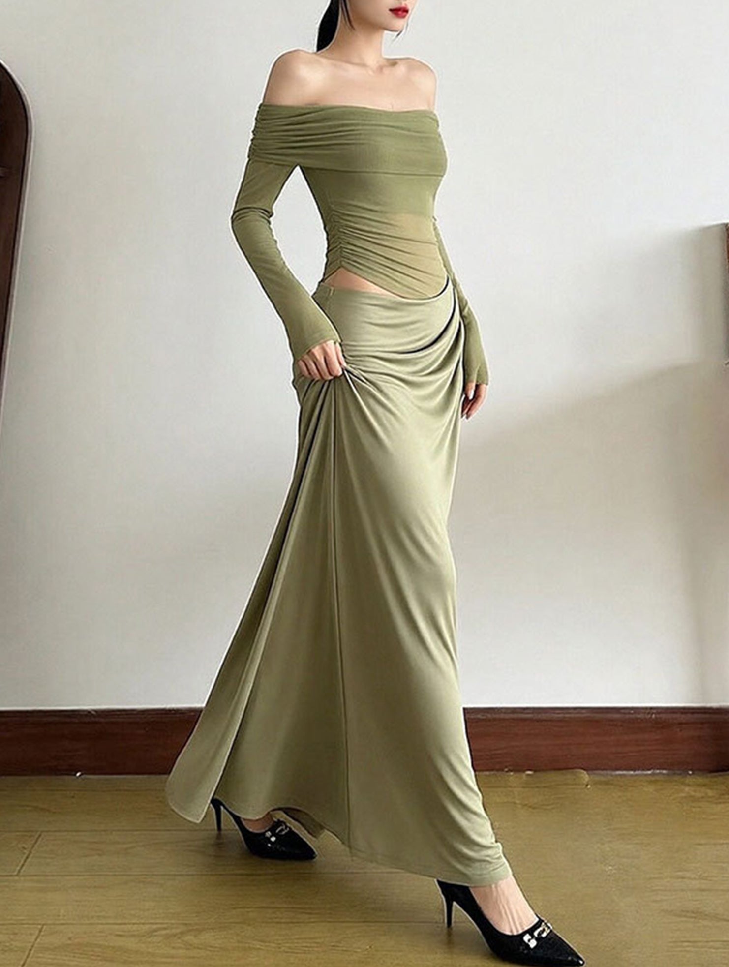 French-style elegant slim-fit dress for women_CWDMD02150