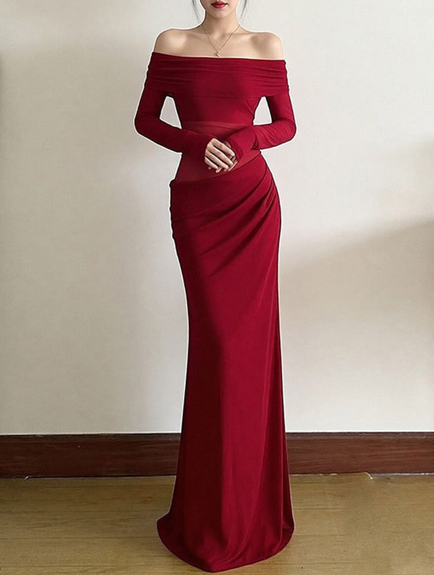 French-style elegant slim-fit dress for women_CWDMD02150