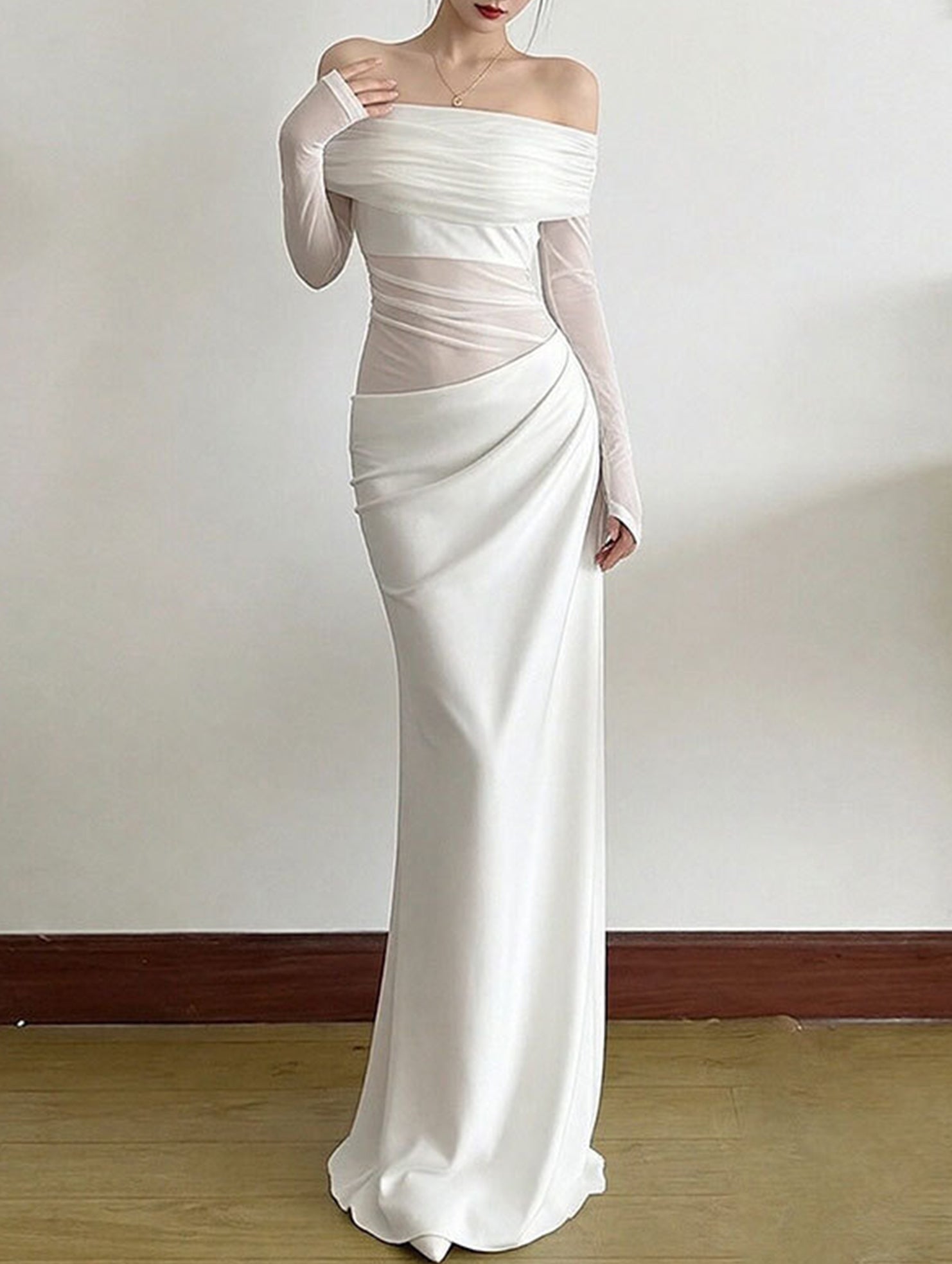 French-style elegant slim-fit dress for women_CWDMD02150