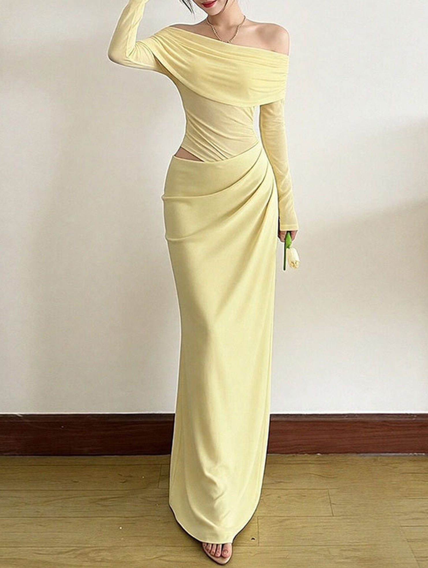 French-style elegant slim-fit dress for women_CWDMD02150