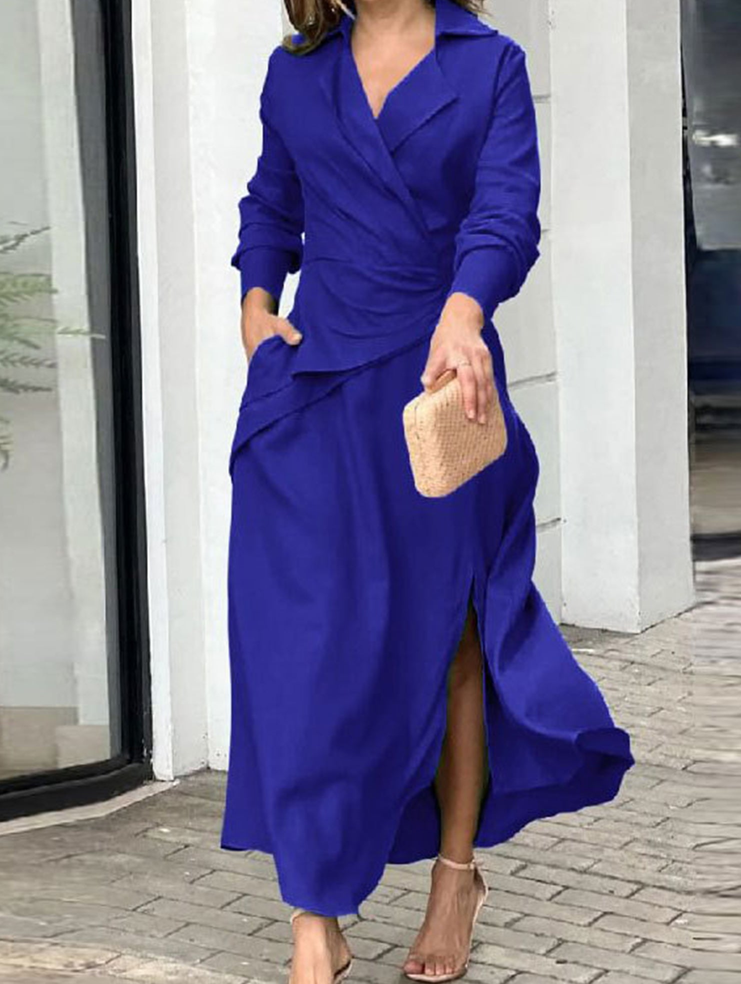 Elegant and casual solid color dress for women_CWDMD02159