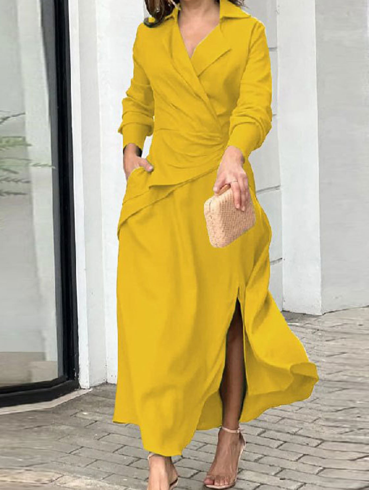 Elegant and casual solid color dress for women_CWDMD02159