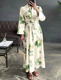 Polo Neck Button Belted Dress