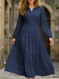 V Neck Tiered Puff Sleeve Maxi Dress_CWDMD02168