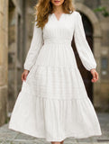 V Neck Tiered Puff Sleeve Maxi Dress_CWDMD02168