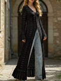 Women's openwork knitted ruffled bell sleeve coat dress_CWDMD02176