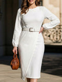 Stylish high-waisted slit dress for women_CWDMD02207