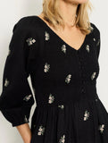 Floral French Style V Neck Midi Dress_CWDMD02235