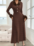 Elegant fur-trimmed patchwork dress for women_CWDMD02246