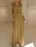 Velvet Shiny Waist Fit Maxi Dress_CWDMD02278