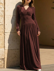 Velvet Shiny Waist Fit Maxi Dress_CWDMD02278