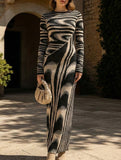 Irregular Print Slim Fit Bodycon Dress_CWDMD02279