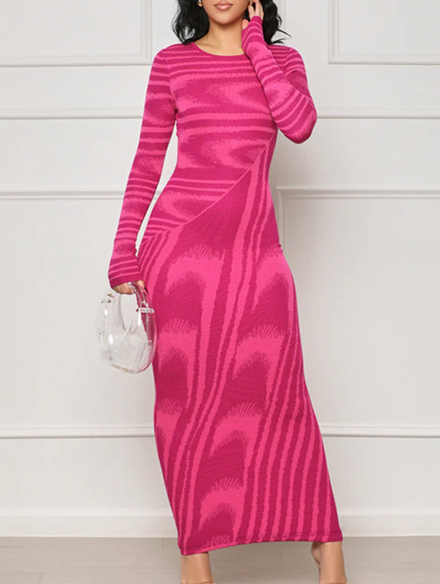 Irregular Print Slim Fit Bodycon Dress_CWDMD02279