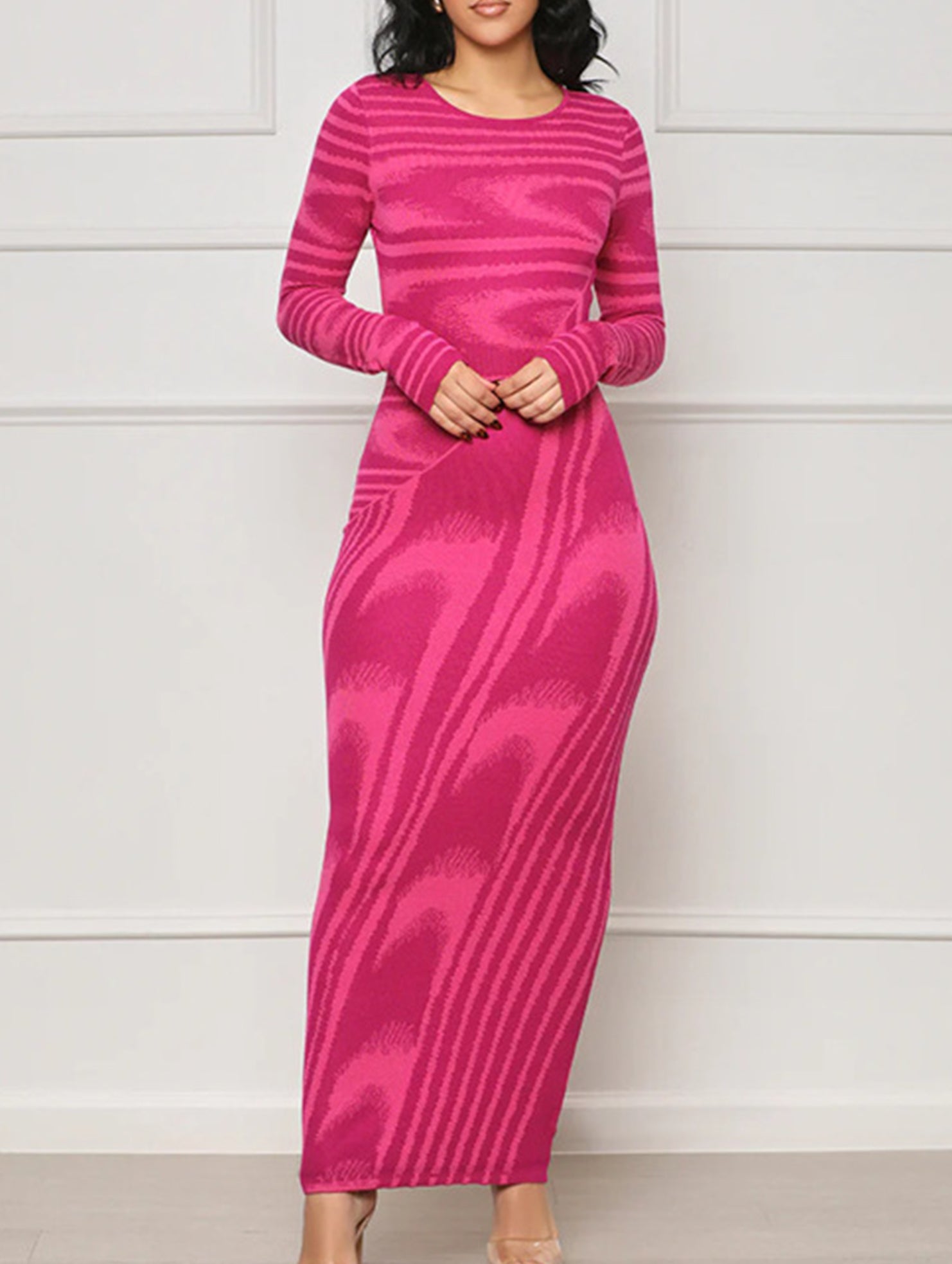 Irregular Print Slim Fit Bodycon Dress_CWDMD02279