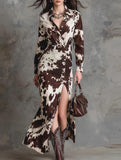 Satin Animal Print Belted Slit Shirt Dress_CWDMD02322