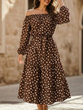 Elegant Polka Dot Office Midi Dress
