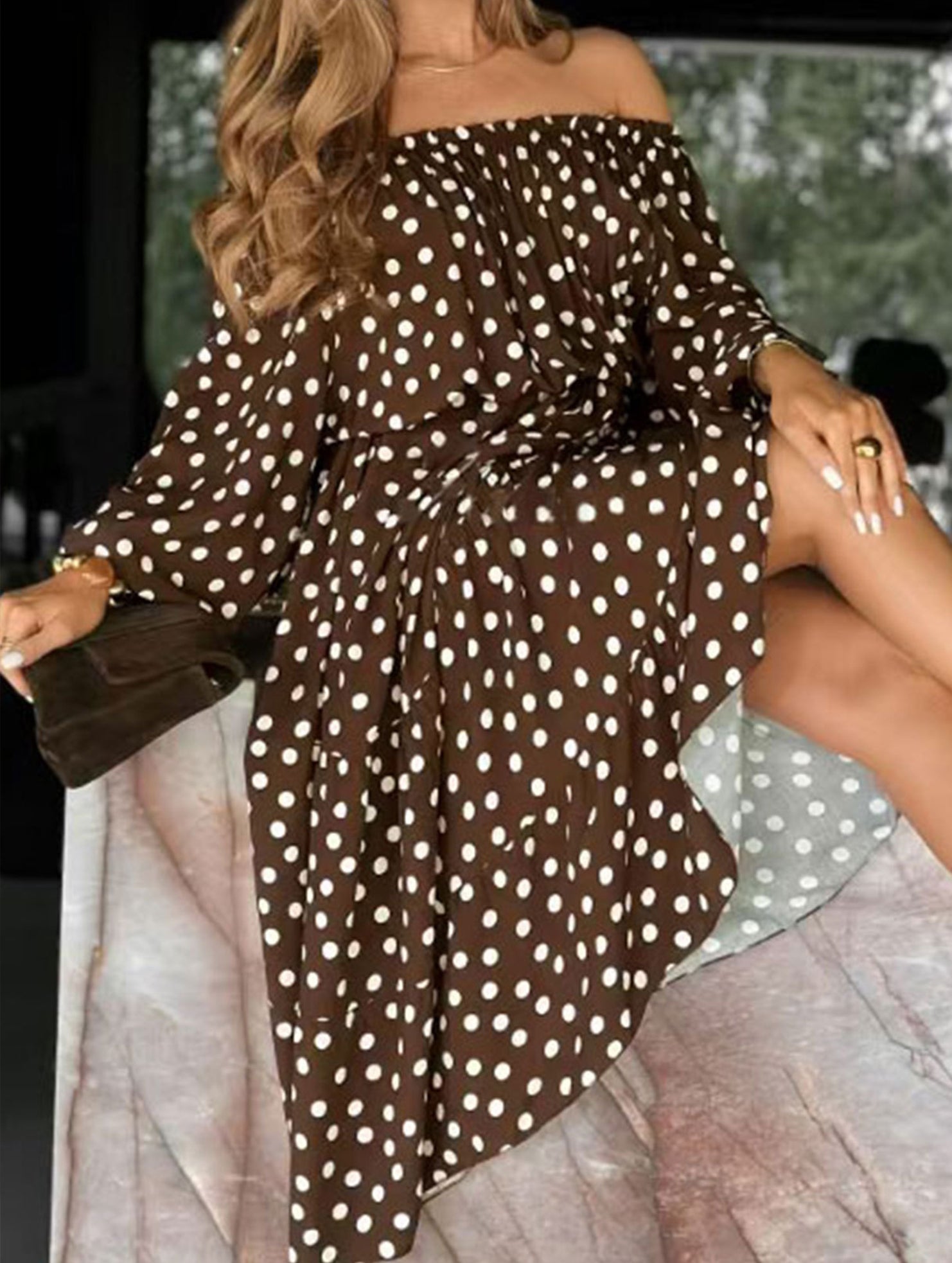 Elegant Polka Dot Office Midi Dress