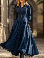 French retro style faux suede lace trim shirt dress_CWDMD02338