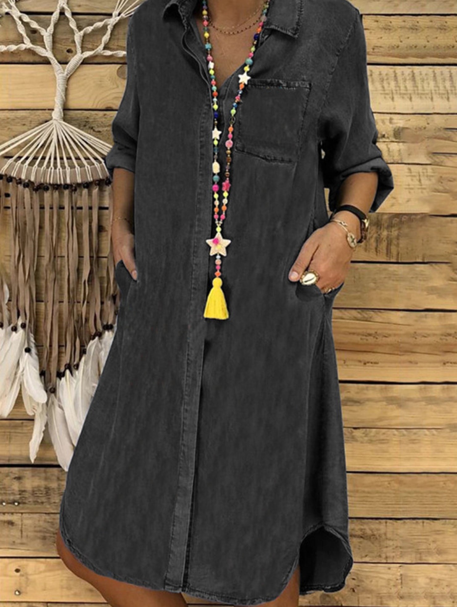 Plus Size Women's Denim Casual Dress_CWDMD02341