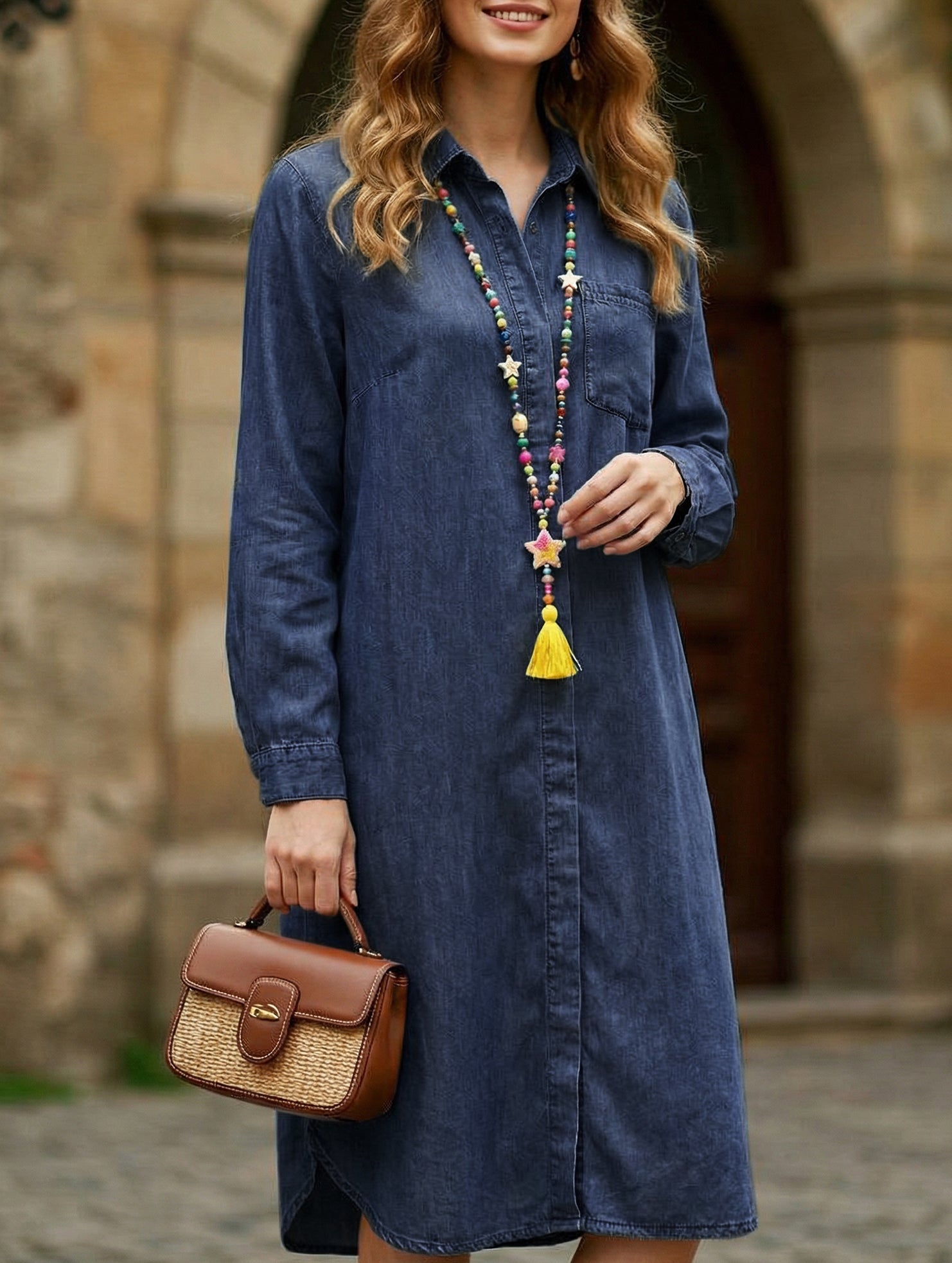 Plus Size Women's Denim Casual Dress_CWDMD02341