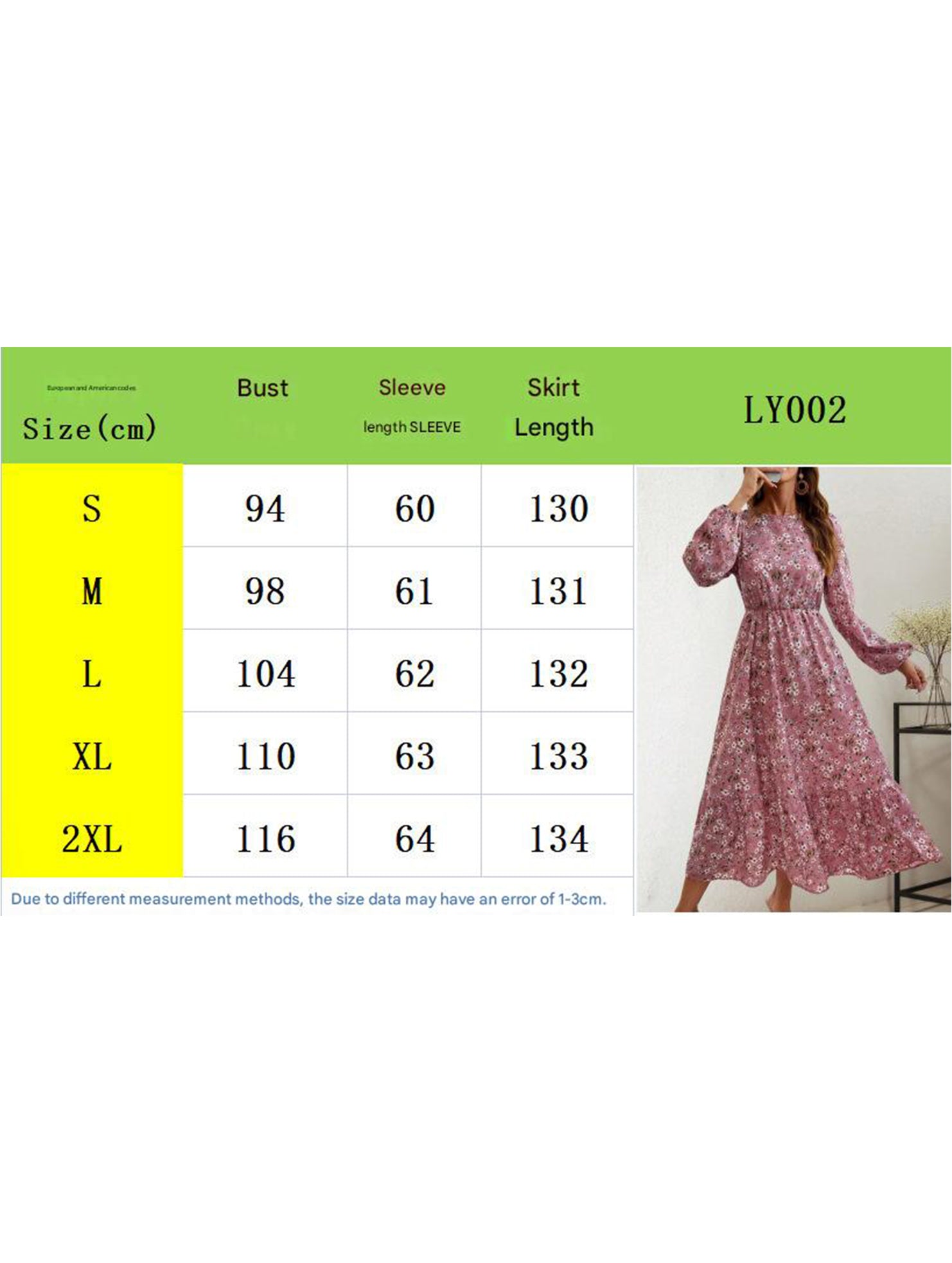 Floral High Waist Long Sleeve Midi Dress_CWDMD02352
