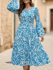 Vintage Flare Sleeve Ruffle A Line Dress_CWDMD02395