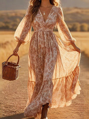 Printed High Waist Boho Maxi Dress_CWDMD02399
