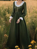 Solid Vintage Long Sleeve Maxi Dress_CWDMD02400