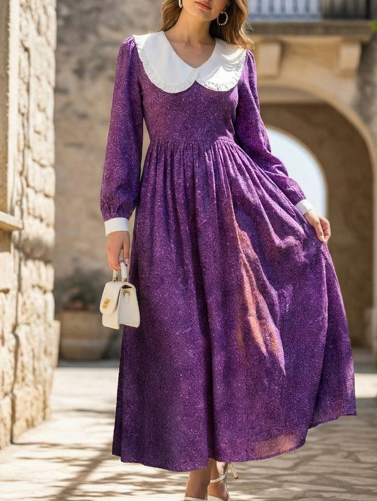 Printed Loose Long Sleeve Dress