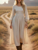 Cotton Linen Vintage Long Sleeve Dress