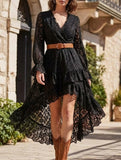 Boho Lace Irregular Long Sleeve Dress