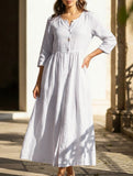 Solid Vintage Cotton Linen Dress
