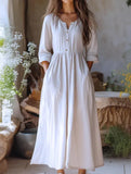Solid Vintage Cotton Linen Dress